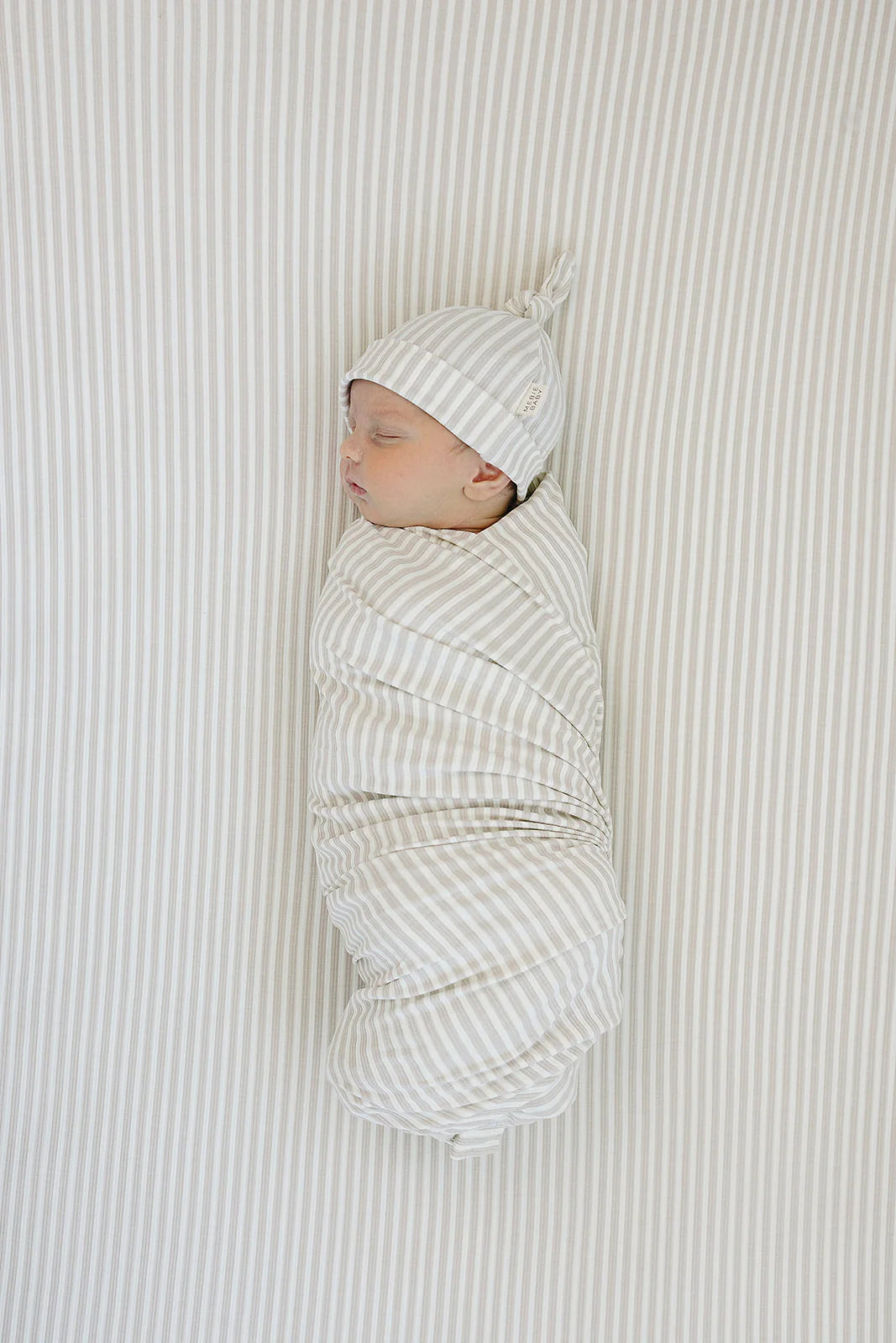 Taupe Stripe Ribbed Bamboo Stretch Swaddle