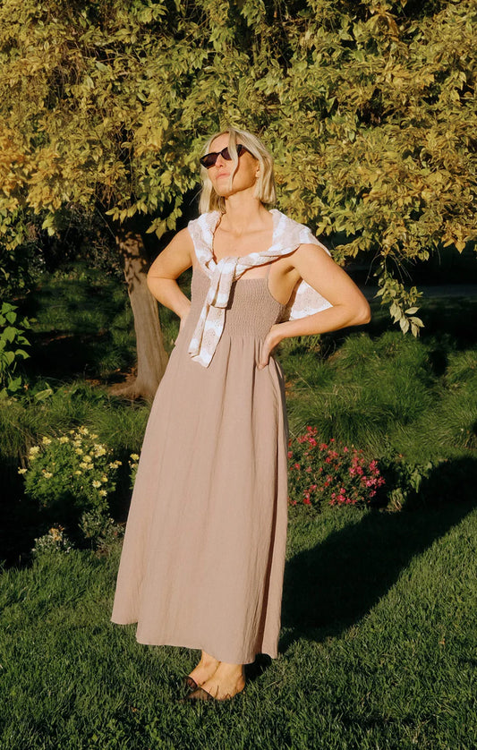 Beachside Midi Dress (Iced Coffee)