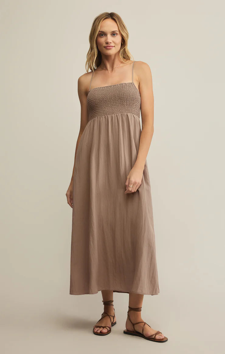 Beachside Midi Dress (Iced Coffee)