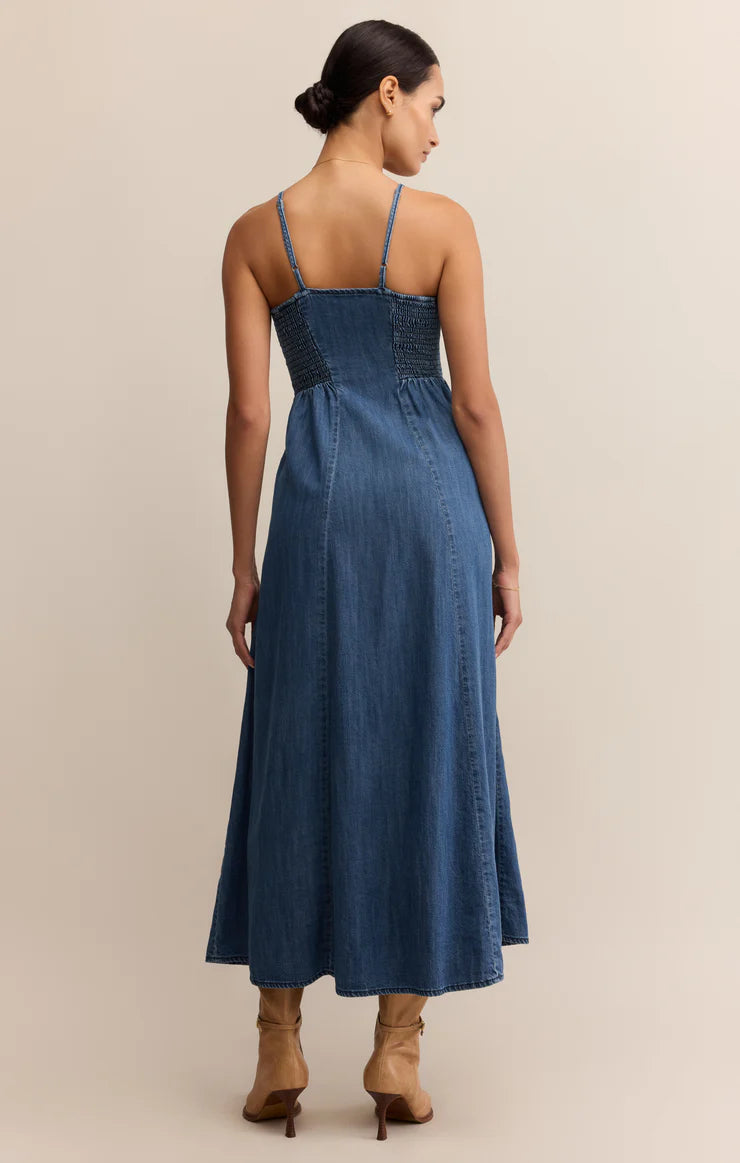 Angel Eyes Denim Midi Dress (Medium Indigo)