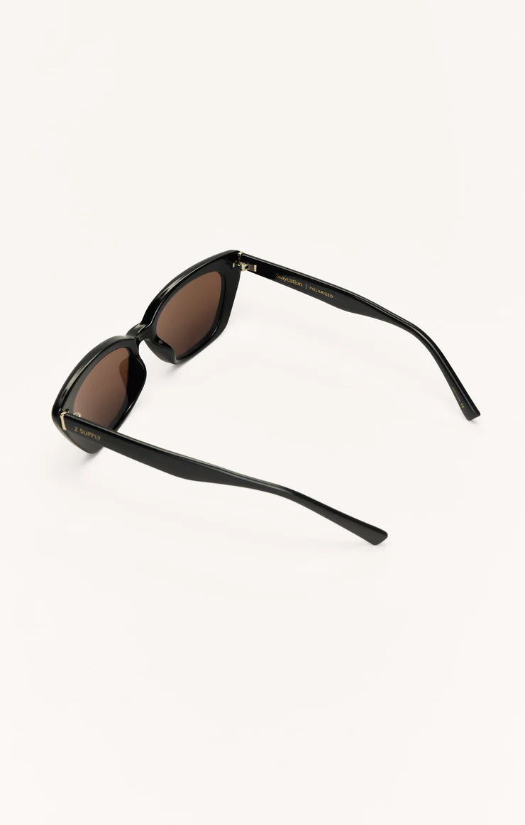 Staycation Polarized Sunglasses ( Polished Black - Brown)