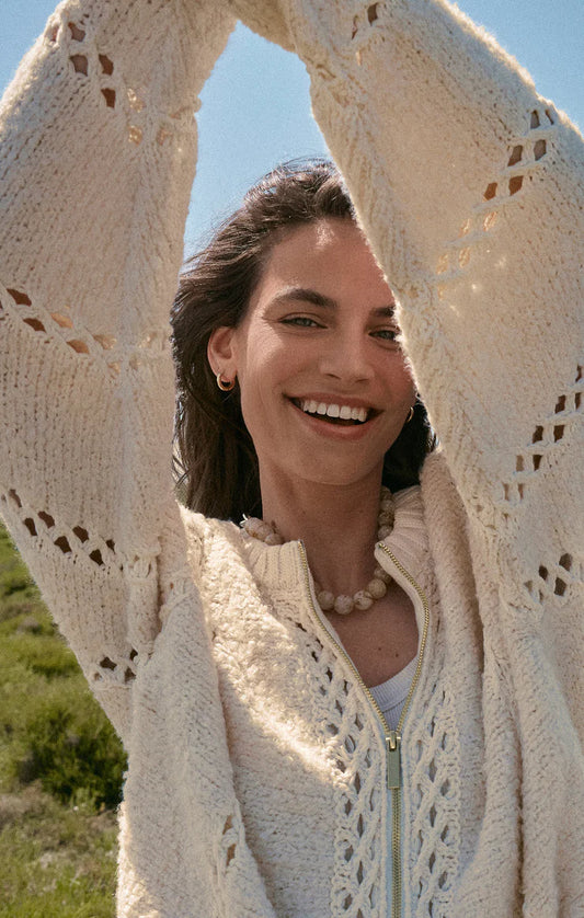 Sundance Zip-Up Sweater Jacket (Crystal)
