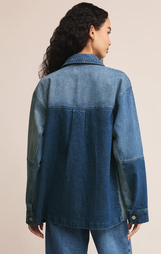 On The Road Color Block Jacket (Mixed Indigo)