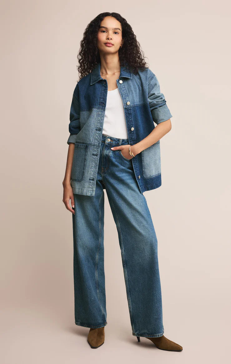 On The Road Color Block Jacket (Mixed Indigo)