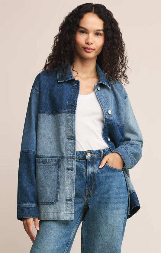 On The Road Color Block Jacket (Mixed Indigo)