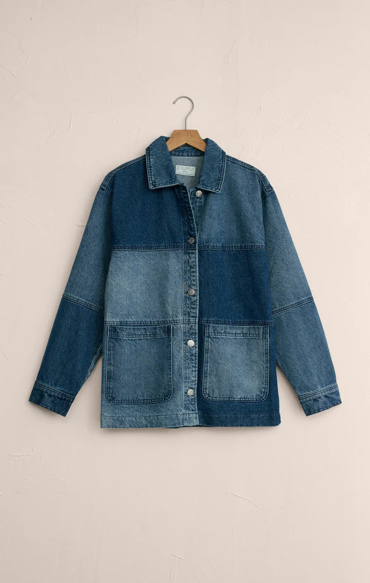 On The Road Color Block Jacket (Mixed Indigo)