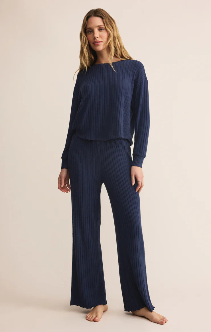 Dawn Smocked Rib Pant (Blue Sapphire)