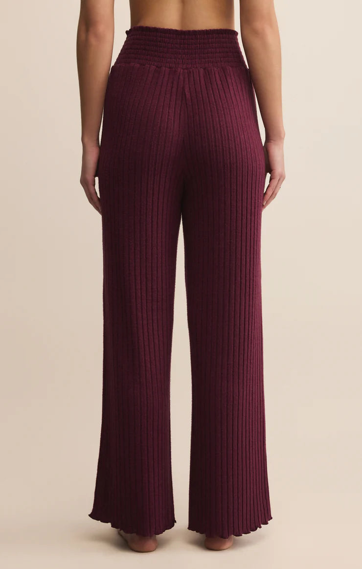 Dawn Smocked Rib Pant (Merlot)