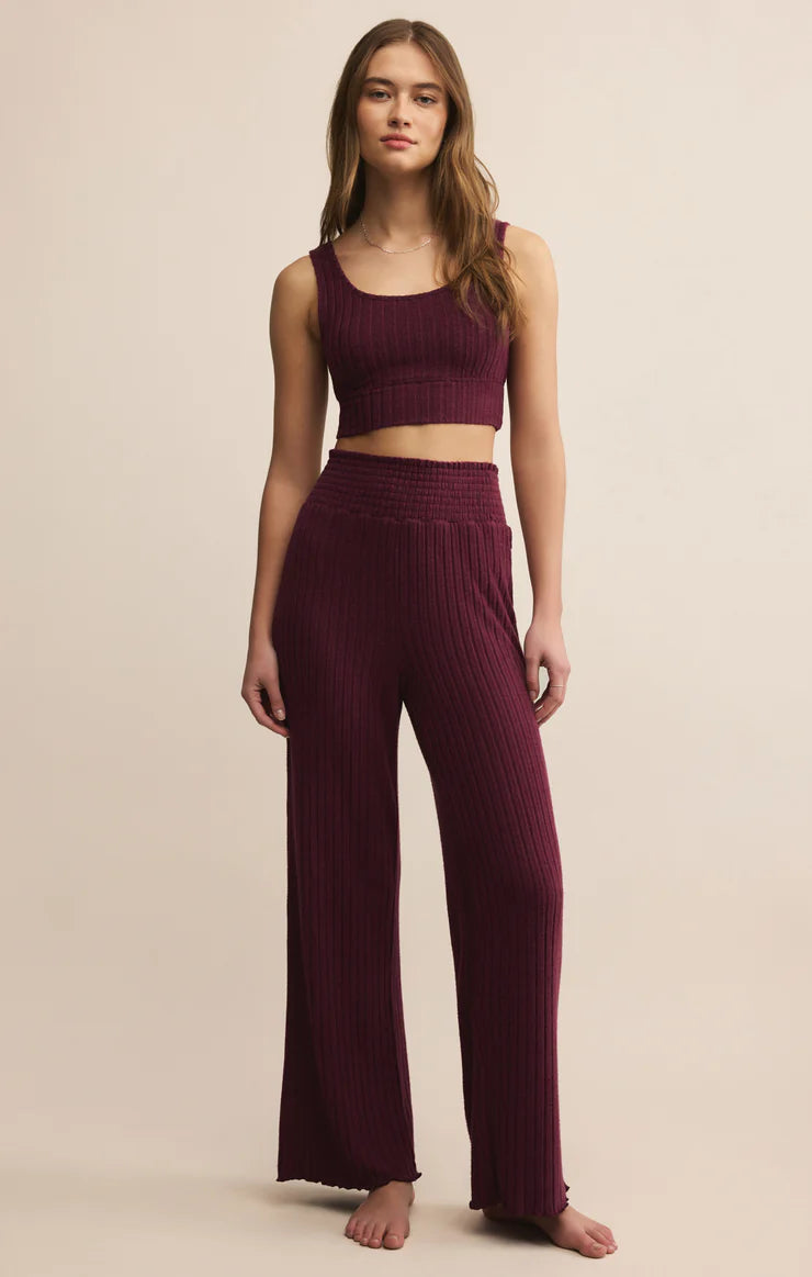 Dawn Smocked Rib Pant (Merlot)