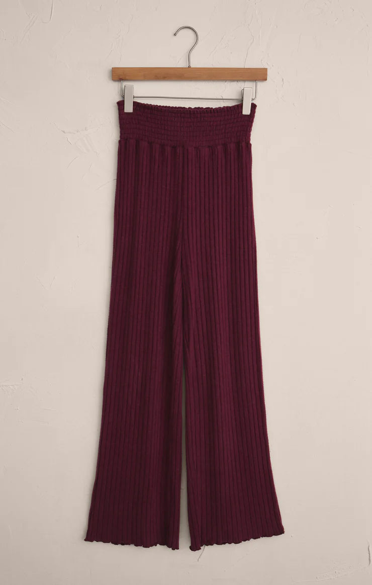 Dawn Smocked Rib Pant (Merlot)