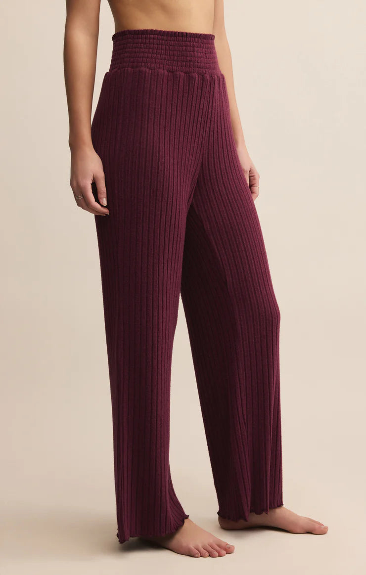 Dawn Smocked Rib Pant (Merlot)