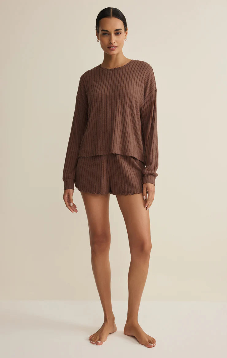 Dawn Smocked Silky Rib Short (Macchiato)