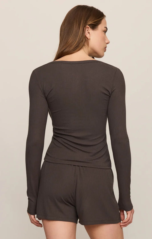 Just Right Rib Henley Top