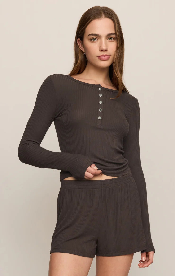 Just Right Rib Henley Top