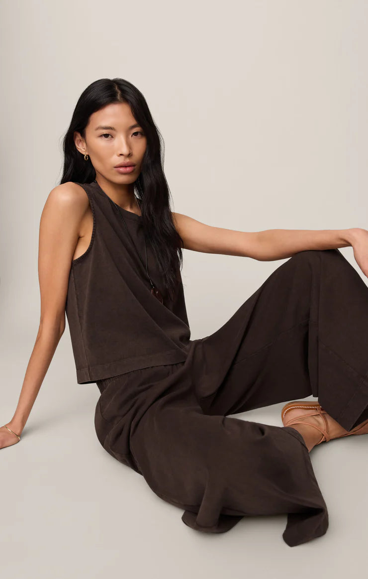 SLOANE COTTON JERSEY TANK - DARK CHOCOLATE