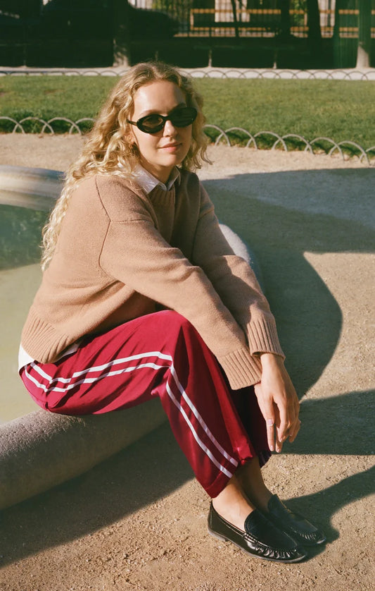 Red Dahlia In Stride Satin Track Pant