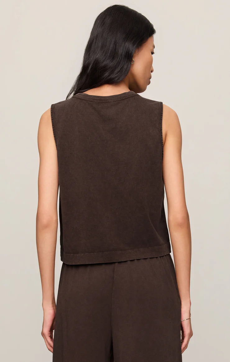 SLOANE COTTON JERSEY TANK - DARK CHOCOLATE