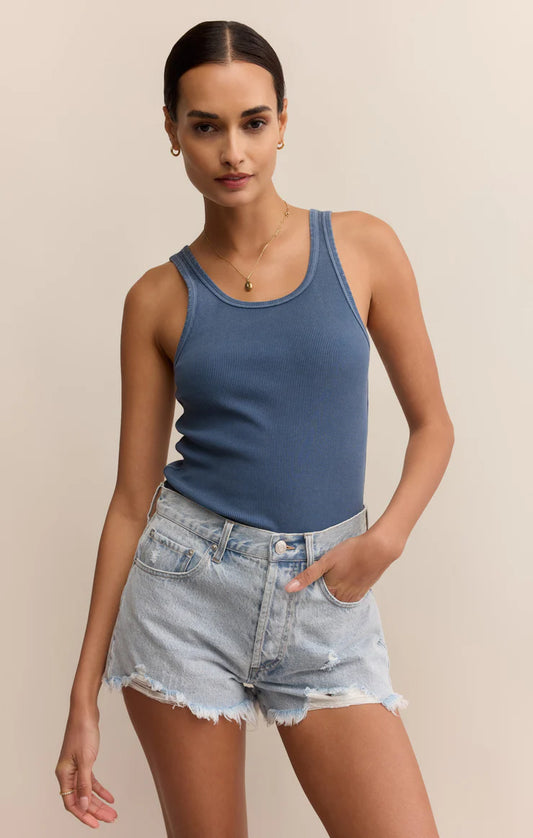 Classic Scoop Rib Tank Indigo