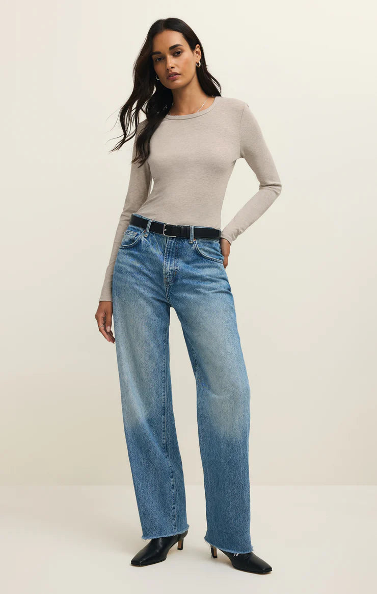 Second Skin Crew Long Sleeve Top (Natural Heather)