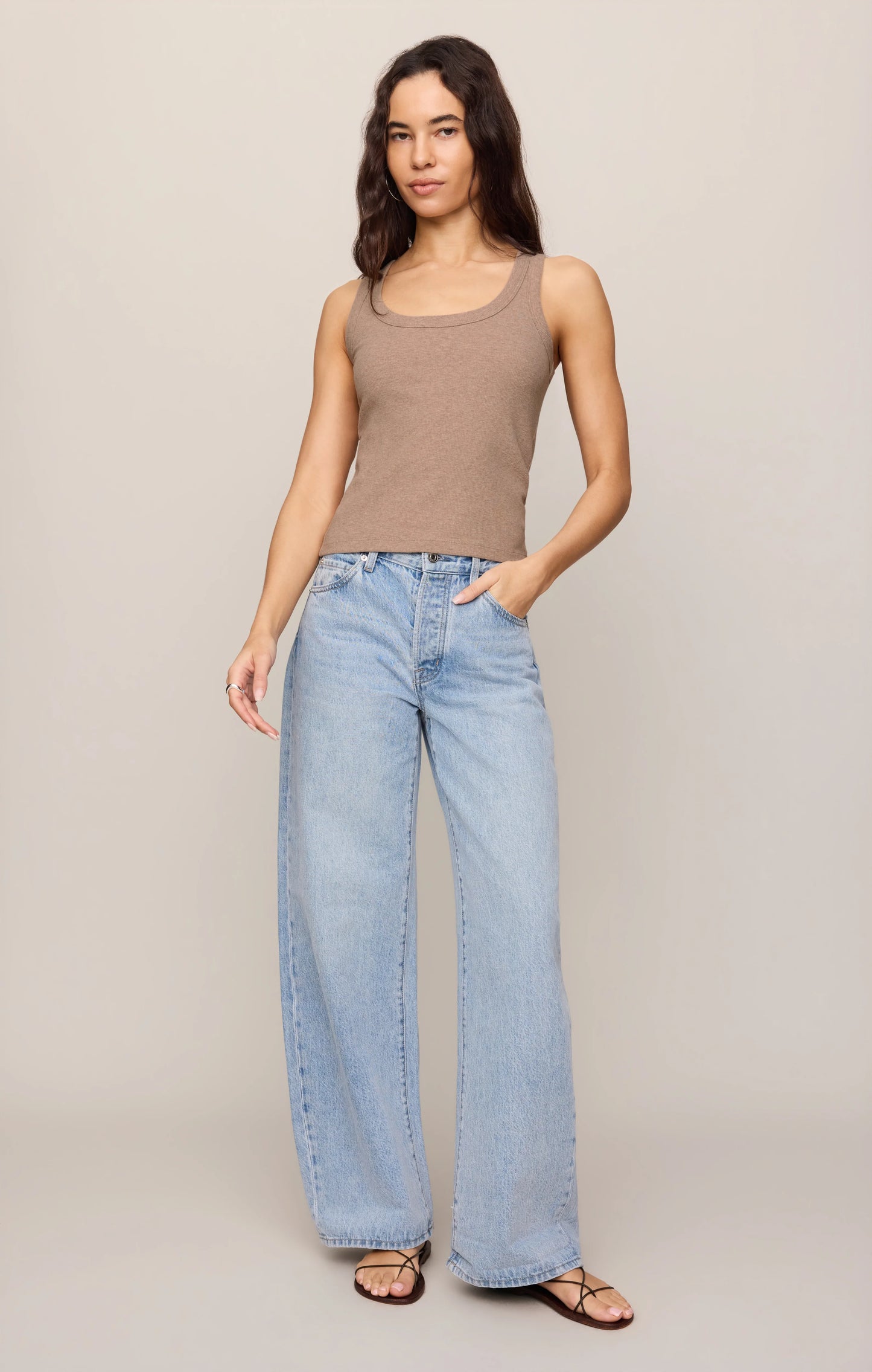 Heather Ash Rowe Rib Scoop Tank