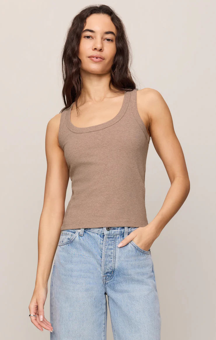 Heather Ash Rowe Rib Scoop Tank