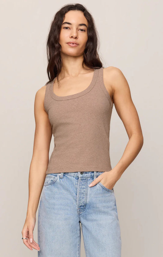 Heather Ash Rowe Rib Scoop Tank