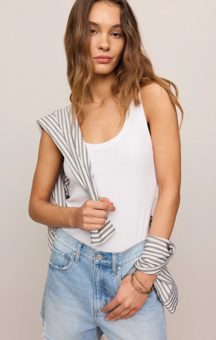 White Rowe Rib Scoop Tank