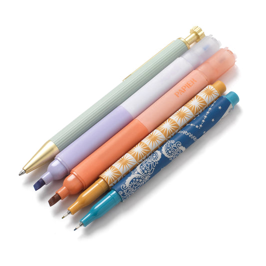 Mixed Pen & Highlighter Set of 5 - Solstice