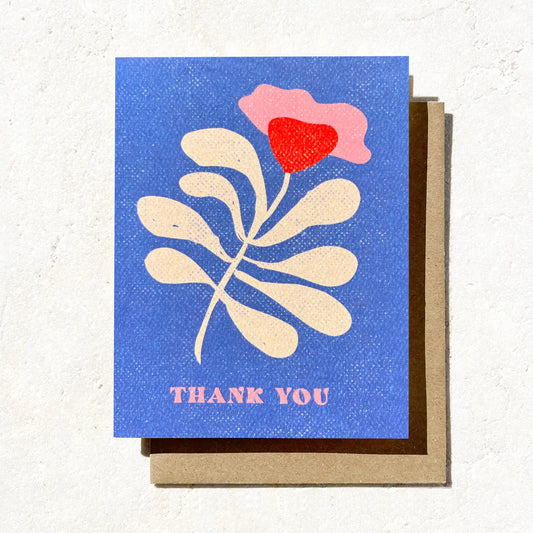 Thank You - Blue Abstract Floral Thank You Card - Beach Card