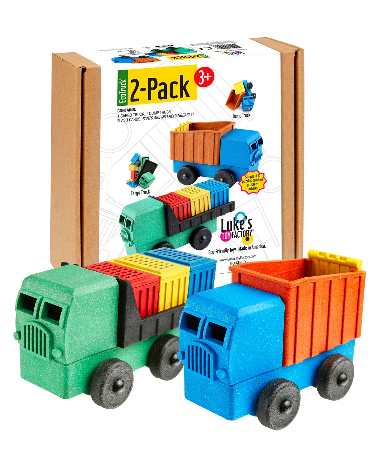 Cargo and Dump Truck Puzzle Toy 2 Pack