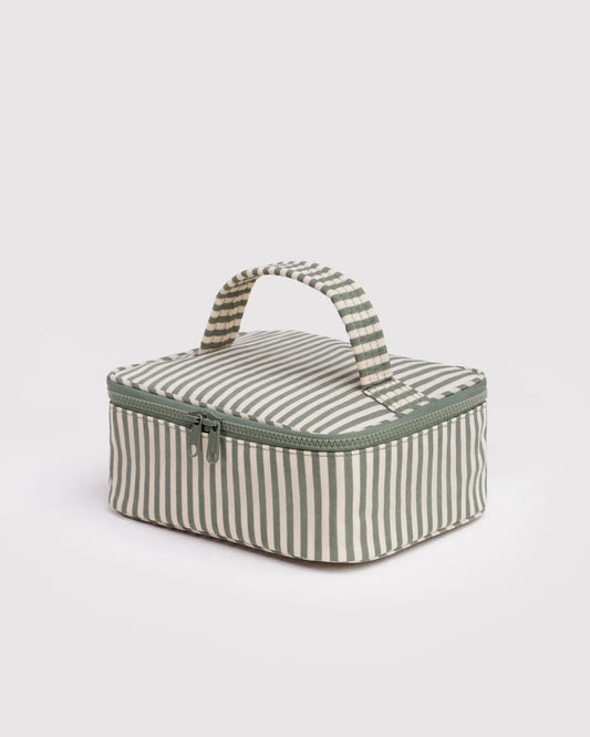 Small Cosmetic Case - Sage Stripe