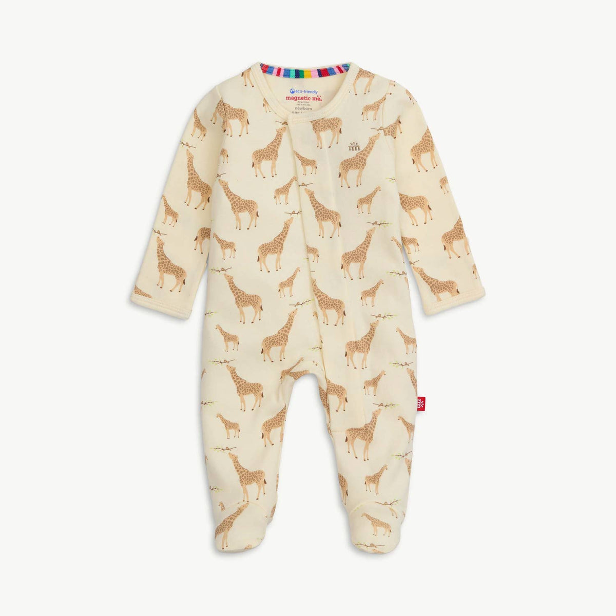 CREAM JOLIE GIRAFFE ORGANIC COTTON MAGNETIC FOOTIE