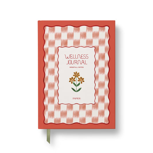 Guided Wellness Journal, A5 Hardcover - Floral Ikat