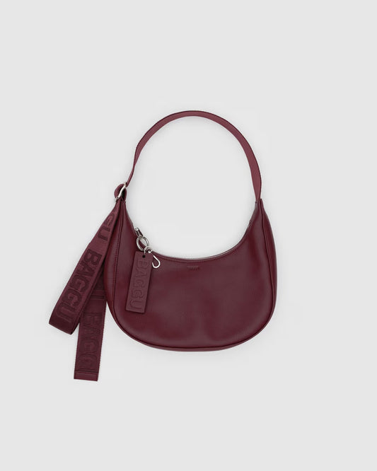 Small Recycled Leather Crescent Bag (Mahogany)