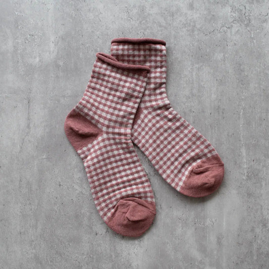 GIngham Mid Crew Sock
