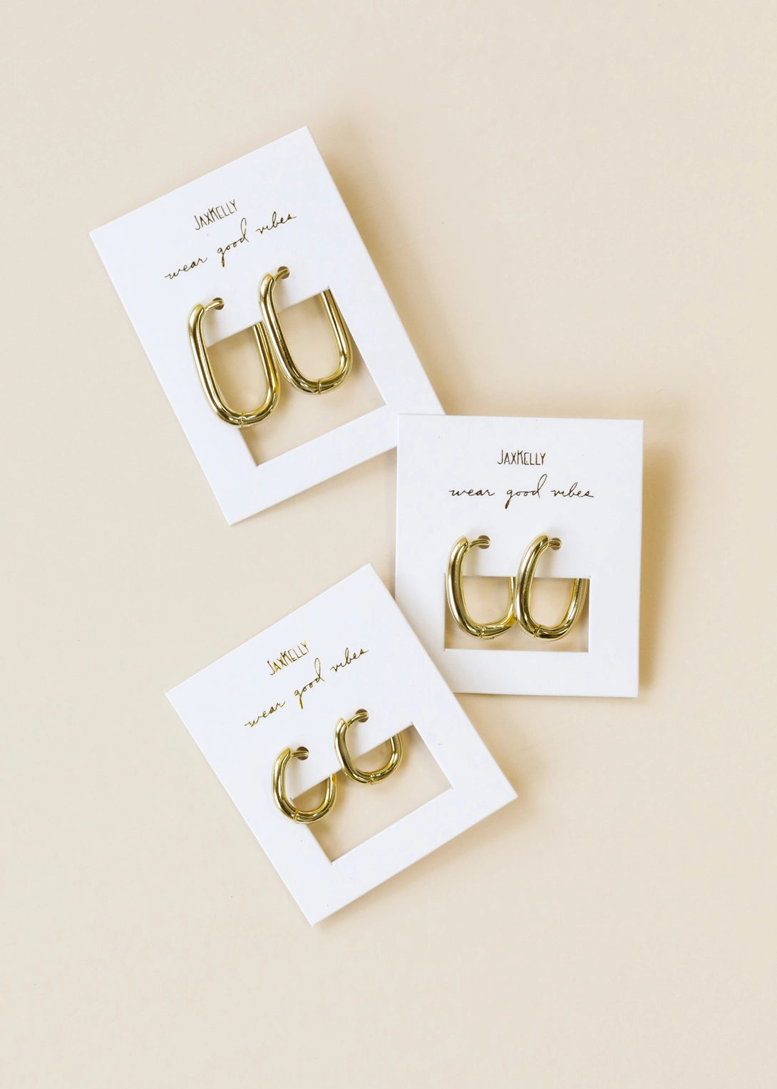 Gold Hoop Earrings - Large Rectangle