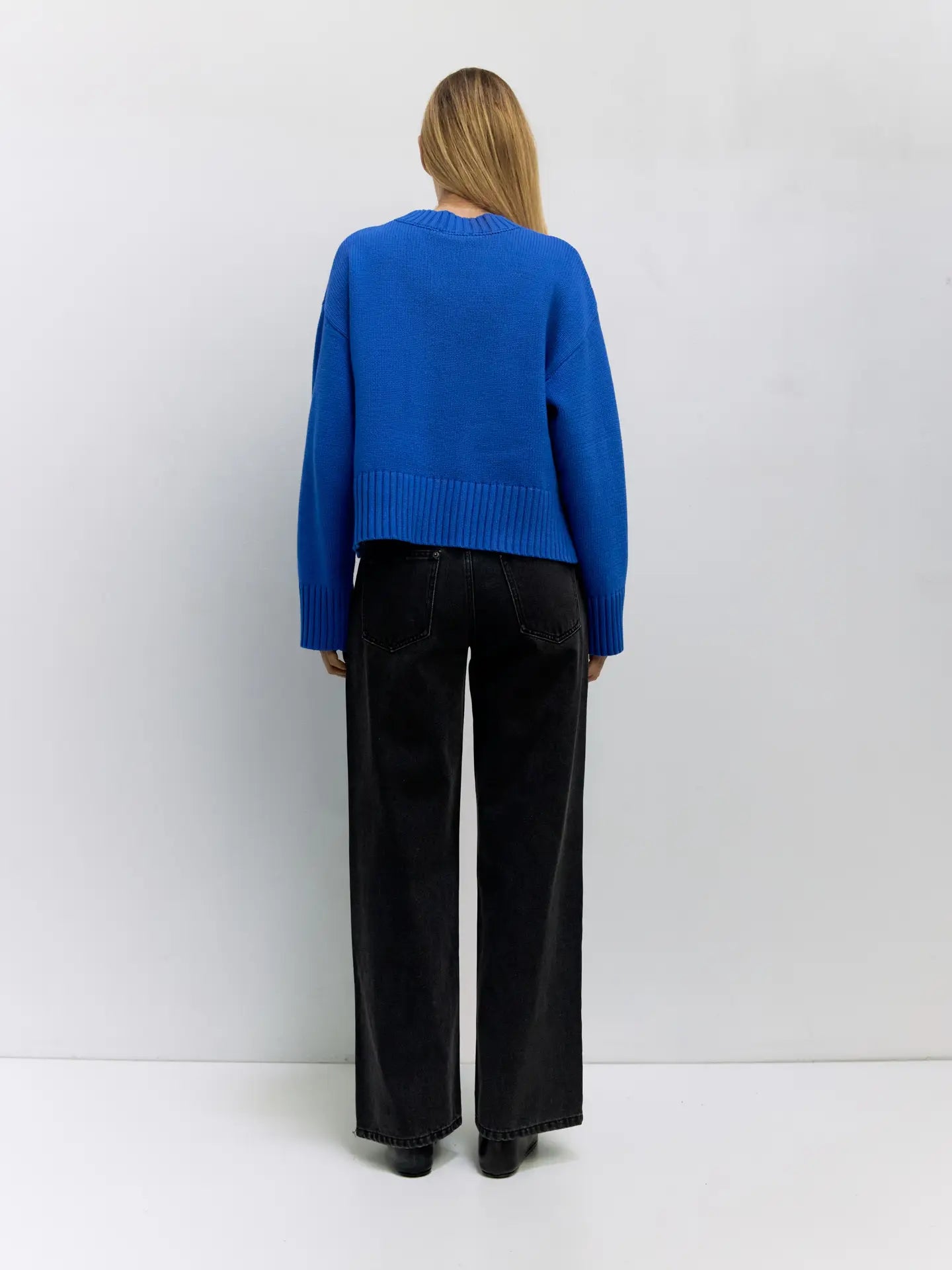 Blue Asher Sweater | Oversized Cropped Sweater