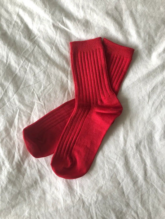 Her Socks - Mercerized Combed Cotton Rib | Classic Red