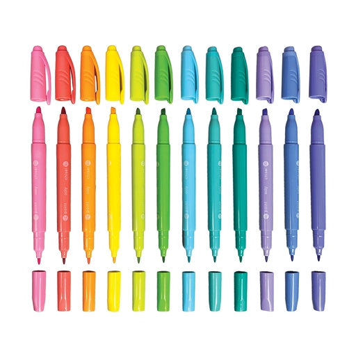 Pastel Hues: Soft-Hued Dual Tip Markers (Set of 12)