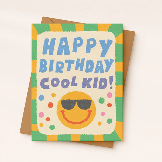 Happy Birthday Card For Kids | Cool Kid Smiley Face Design