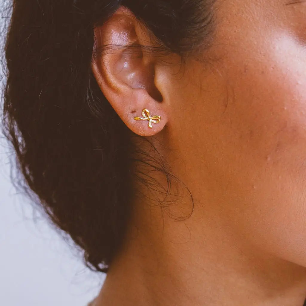 Dainty Bow Studs | Gold