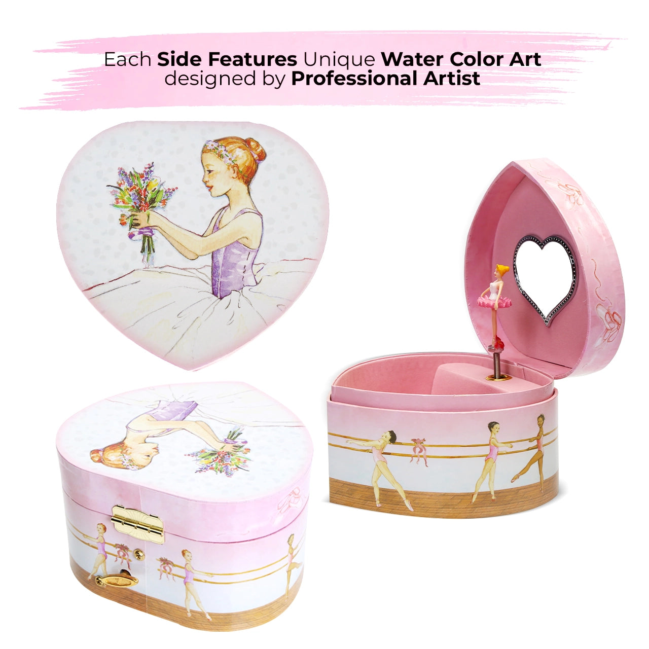 Heart Ballerina Jewelry Music Box