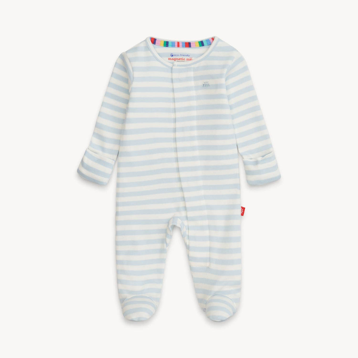 Blue Stripe Organic Cotton Magnetic Footie