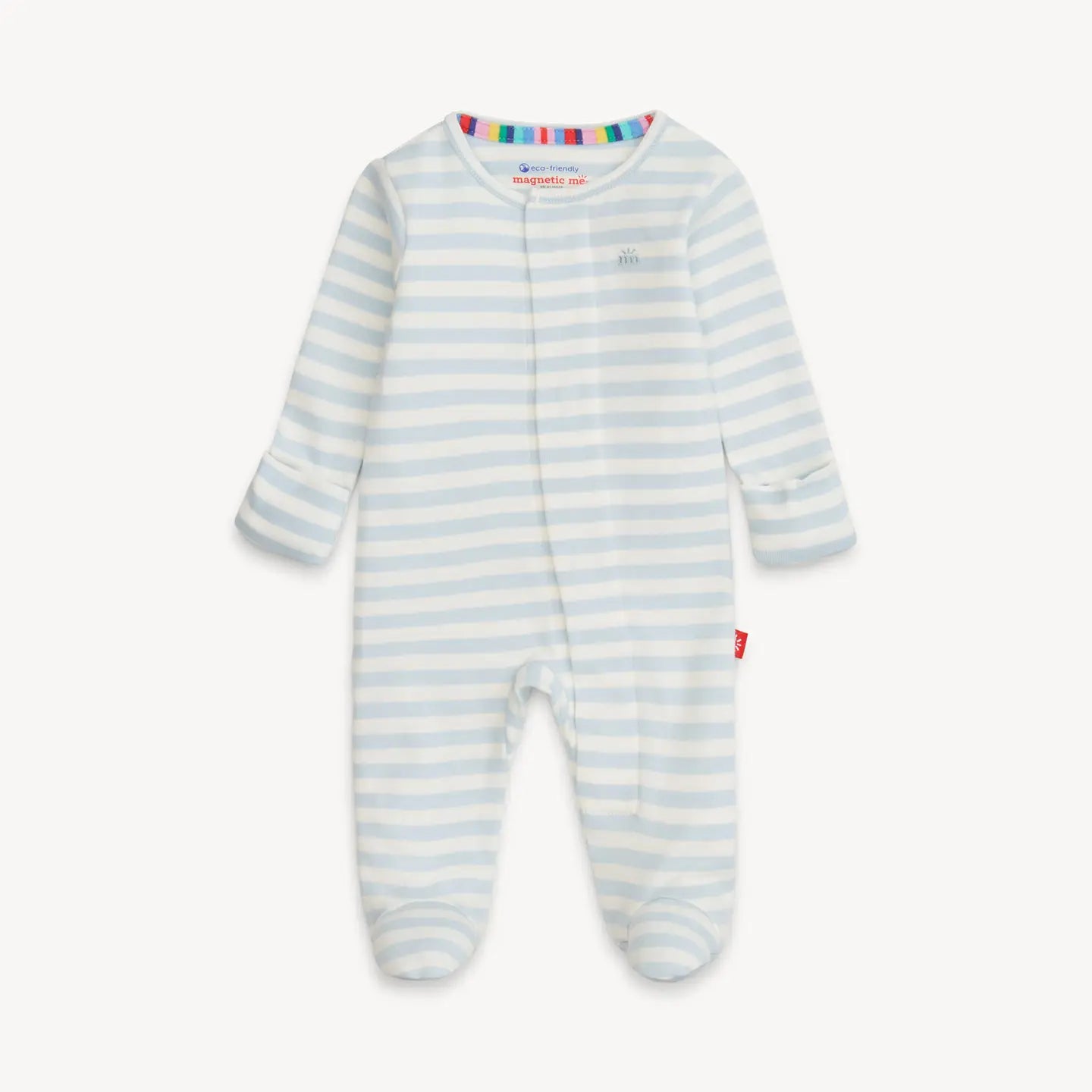 Blue Stripe Organic Cotton Magnetic Footie