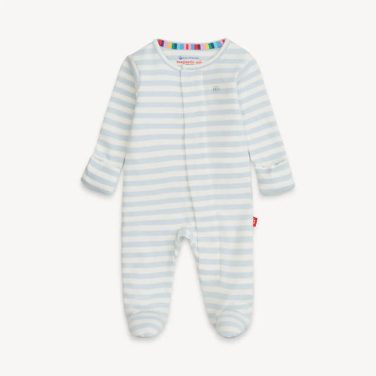 Blue Stripe Organic Cotton Magnetic Footie