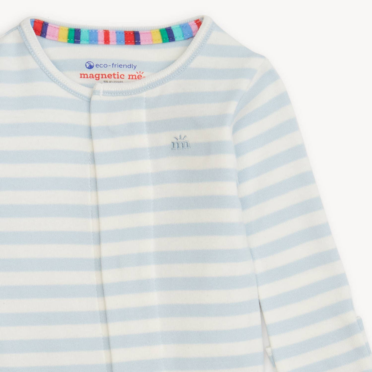 Blue Stripe Organic Cotton Magnetic Footie