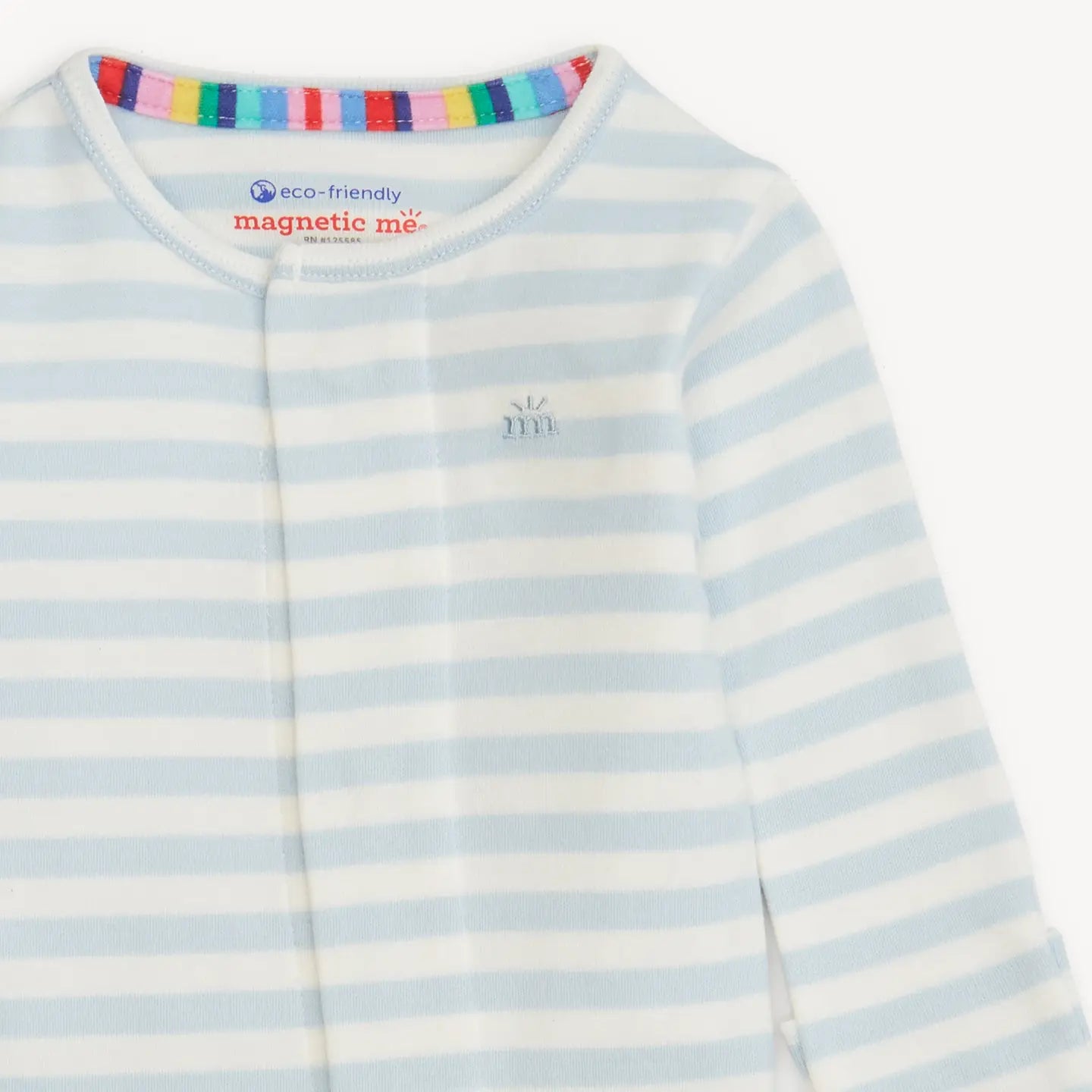 Blue Stripe Organic Cotton Magnetic Footie