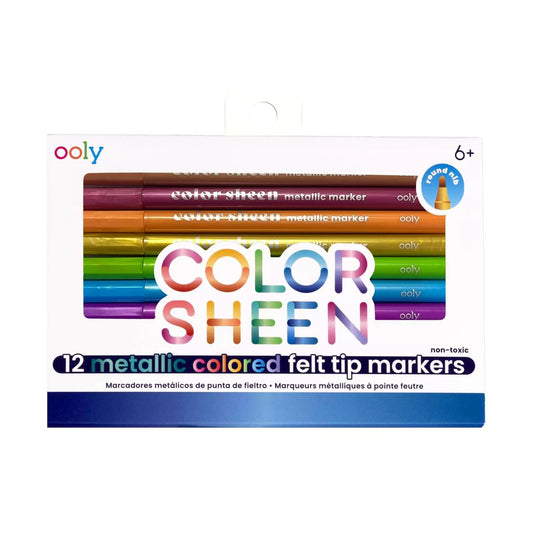 Color Sheen: Metallic Colored Felt Tip Markers (Set of 12)