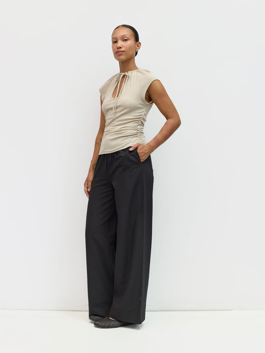Black Vera Pants | Drawstring Wide Leg Pants