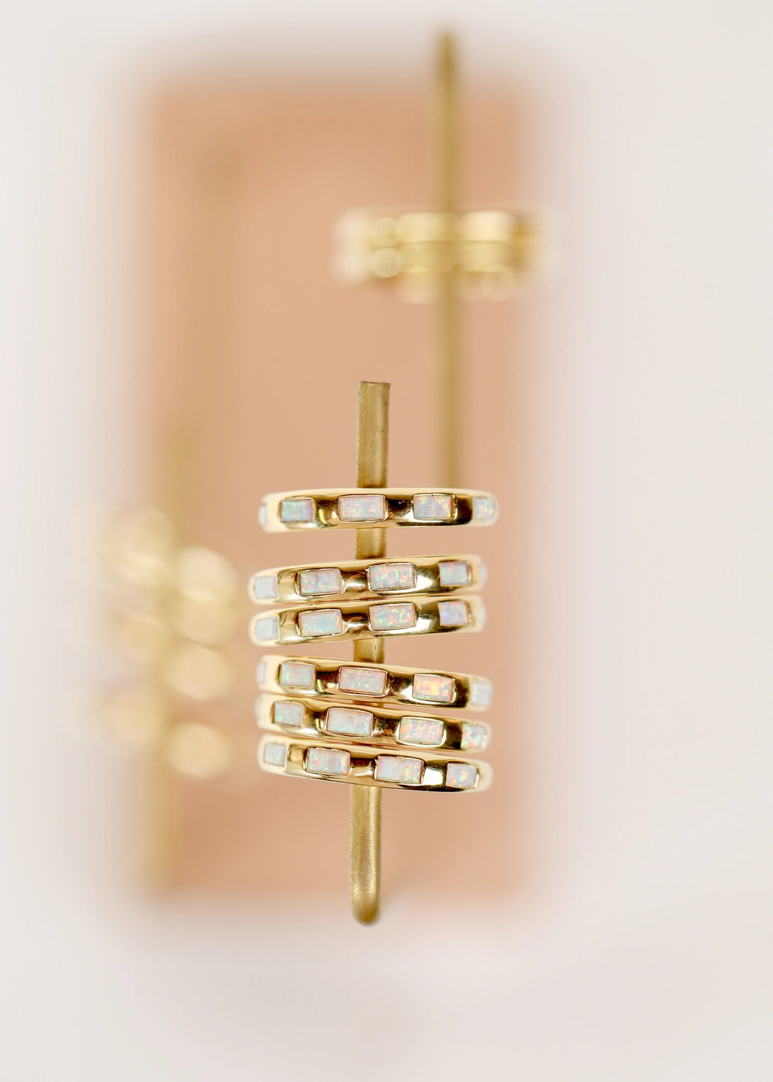 Gold Rings - White Opal Inset Baguette